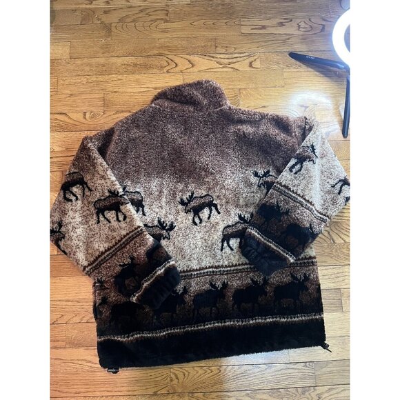 Awesome 90s Mazmania Fleece XS Moose Crossing Brown White(Fits a bit Larger) - Picture 11 of 14